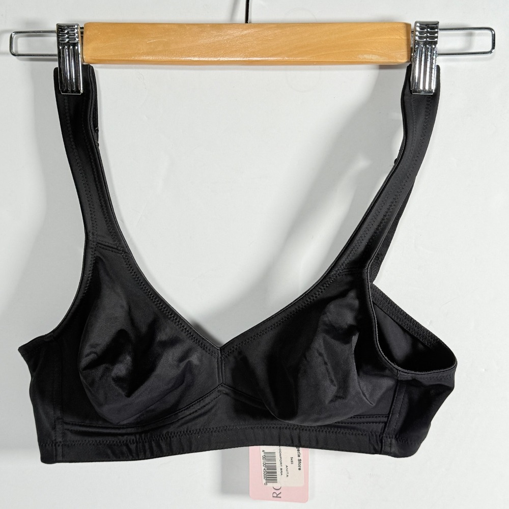 Anita Twin Comfort Bra Black 32C Wirefree padded strap Full‎ Coverage Support